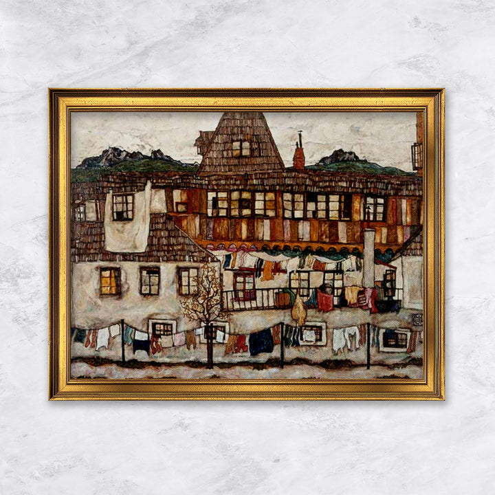 "Haus mit trocknender Wäsche" | Egon Schiele