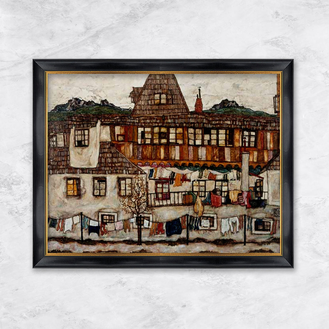 "Haus mit trocknender Wäsche" | Egon Schiele