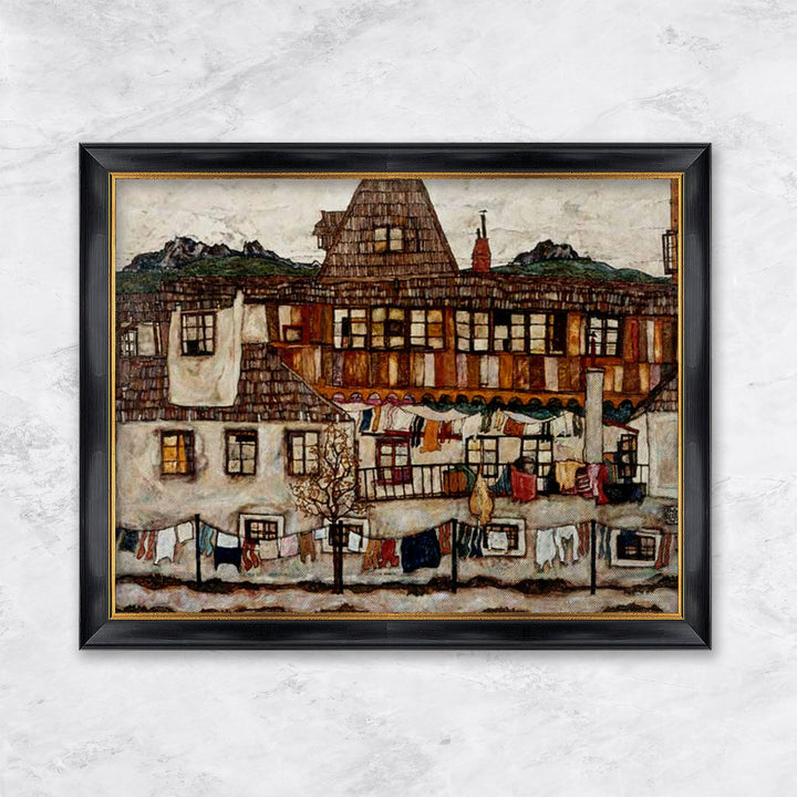 "Haus mit trocknender Wäsche" | Egon Schiele