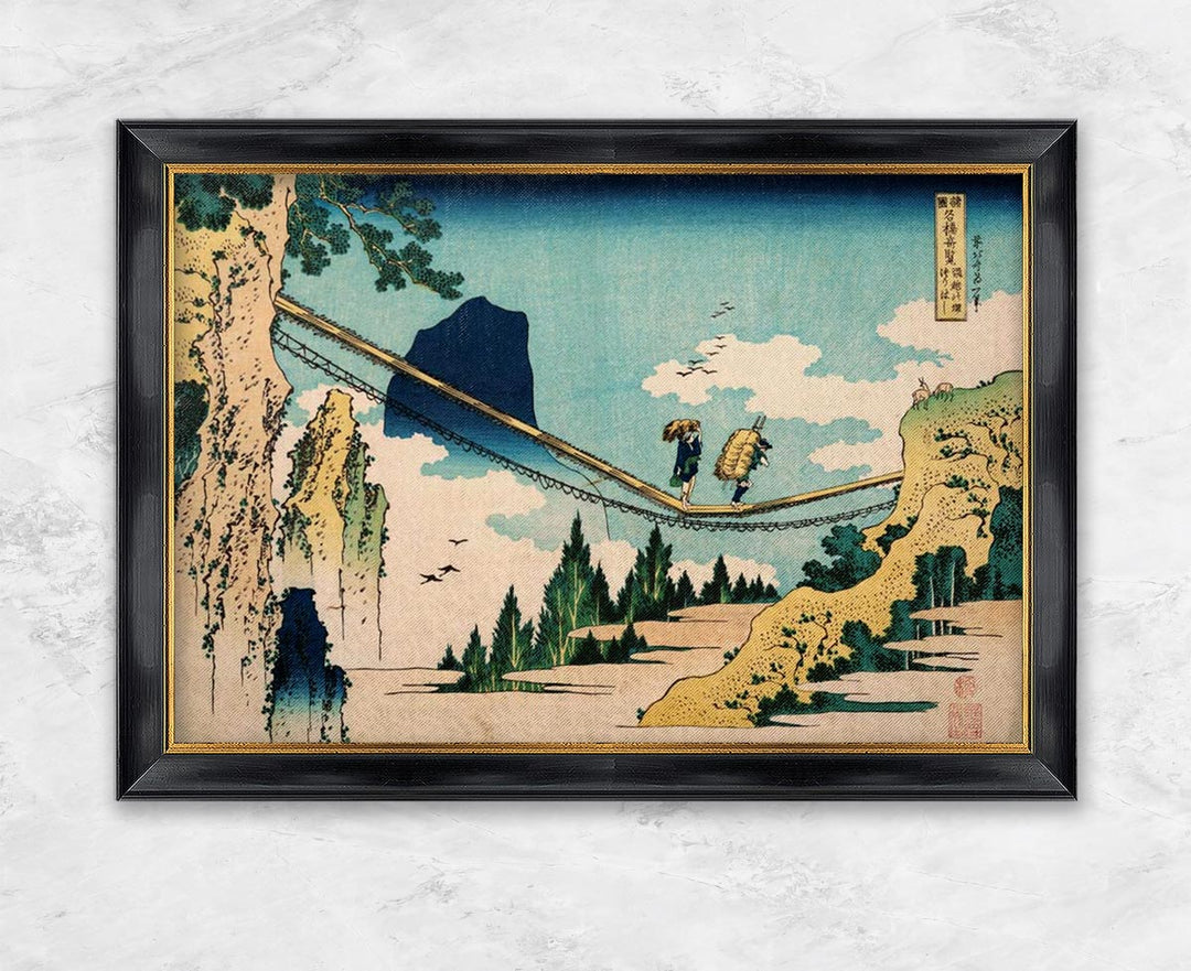 "The Suspension Bridge Between Hida and Etchu" | Katsushika Hokusai