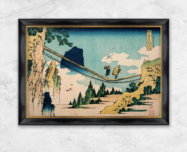 "The Suspension Bridge Between Hida and Etchu" | Katsushika Hokusai