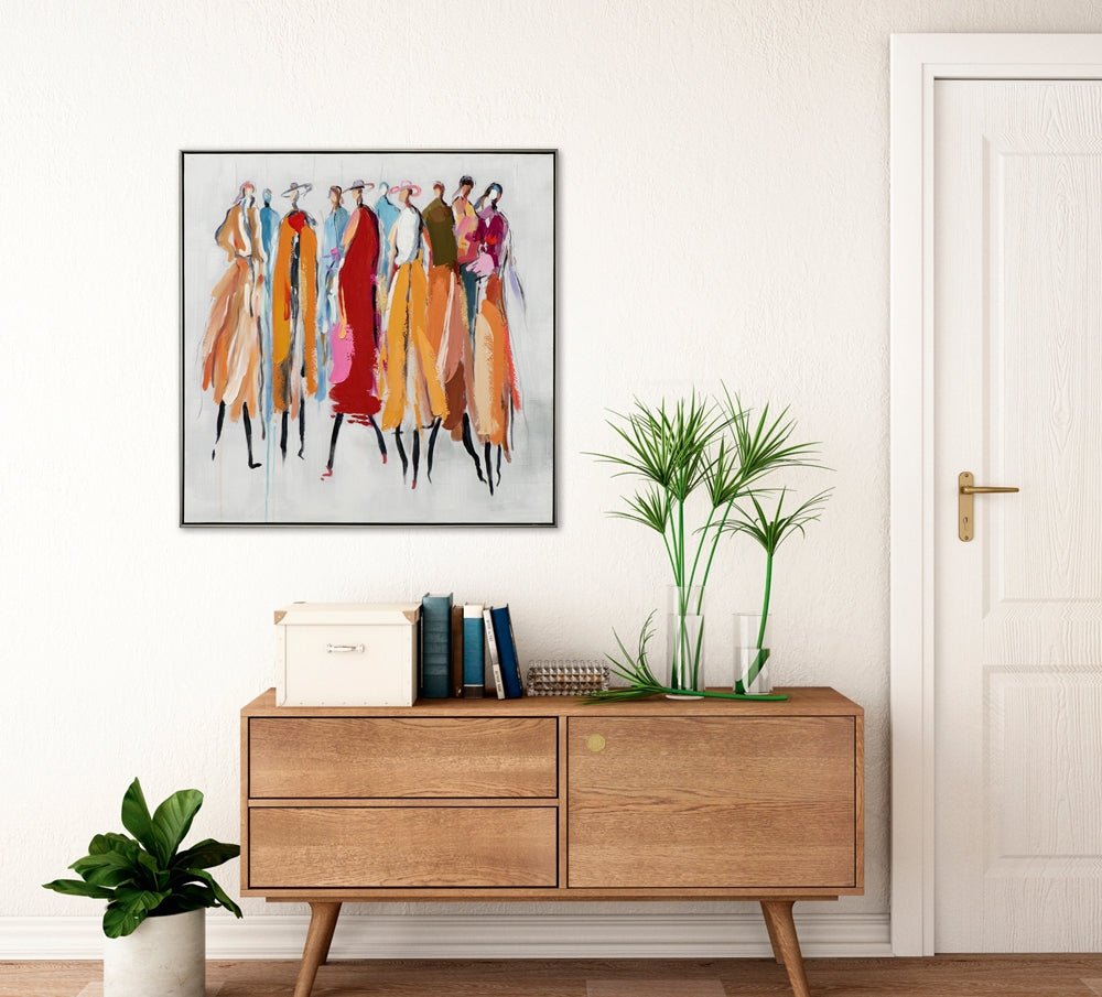 Farbenfrohe Damengruppe