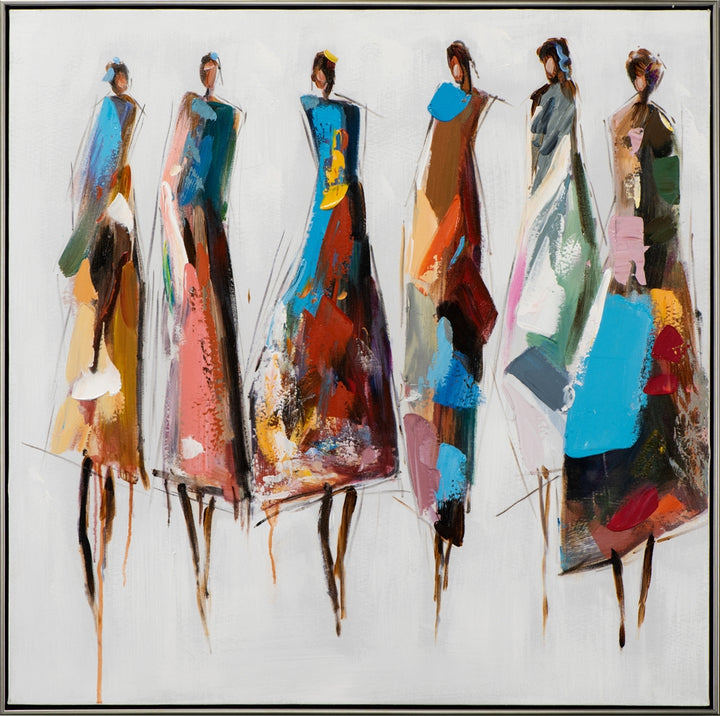 Farbenfrohe Damengruppe