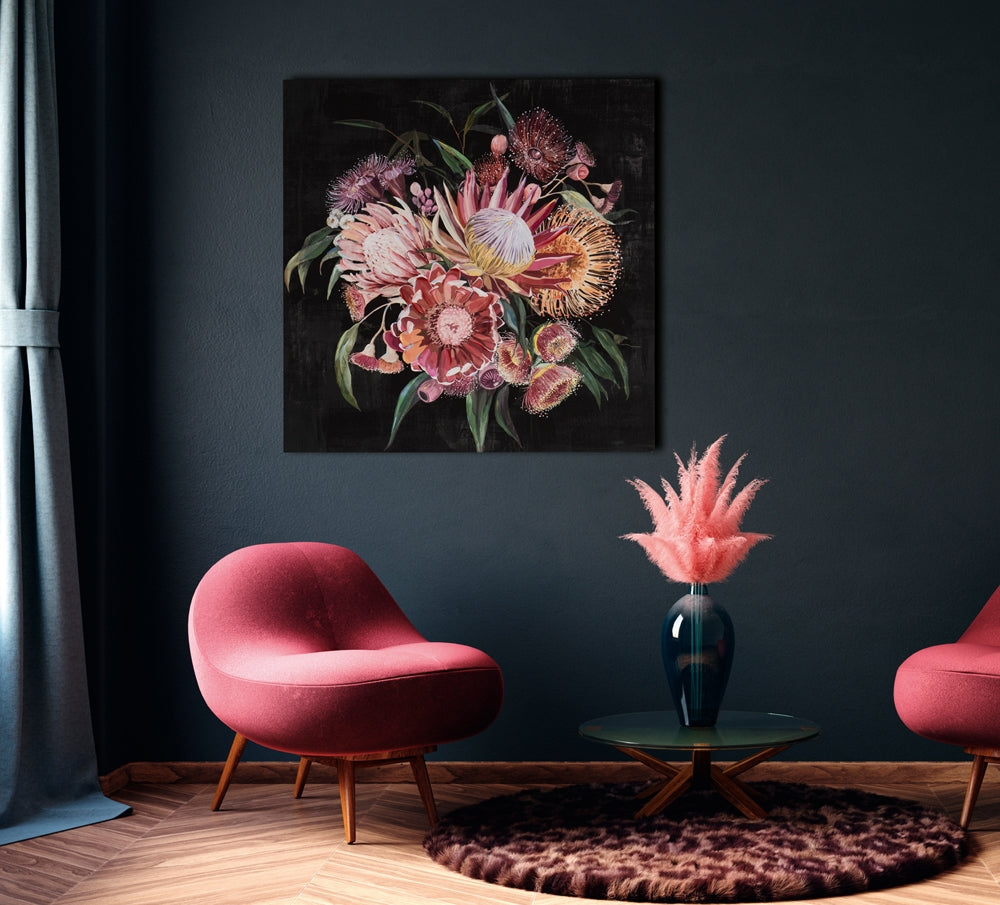 Blumenstrauß auf dunklem Hintergrund