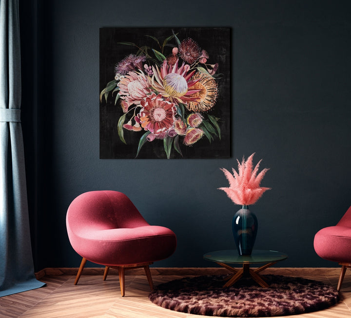 Blumenstrauß auf dunklem Hintergrund