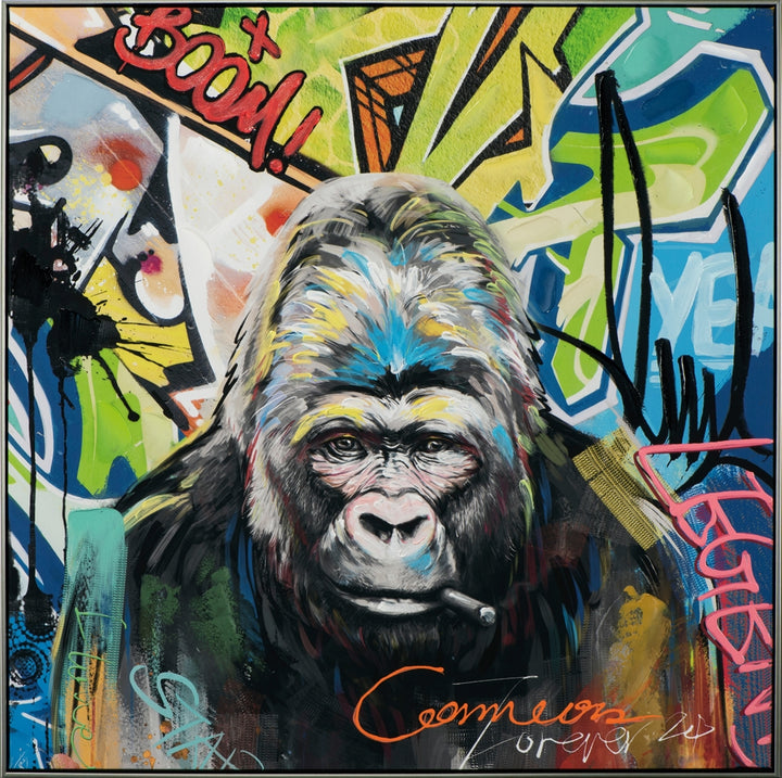 Gorilla mit buntem Hintergrund