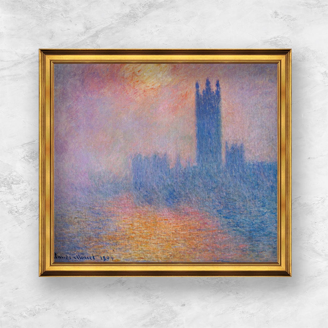 "The Houses of Parliament, London, with the sun breaking through the fog" | Claude Monet