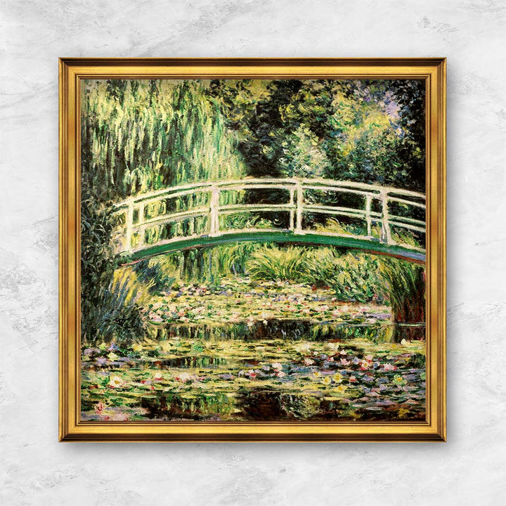 "Brücke in Monets Garten mit weißen Seerosen" | Claude Monet
