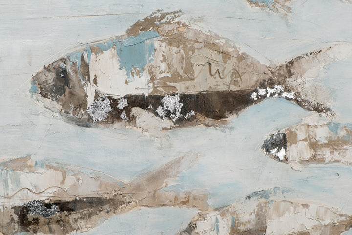 Fischschwarm in Hellblau