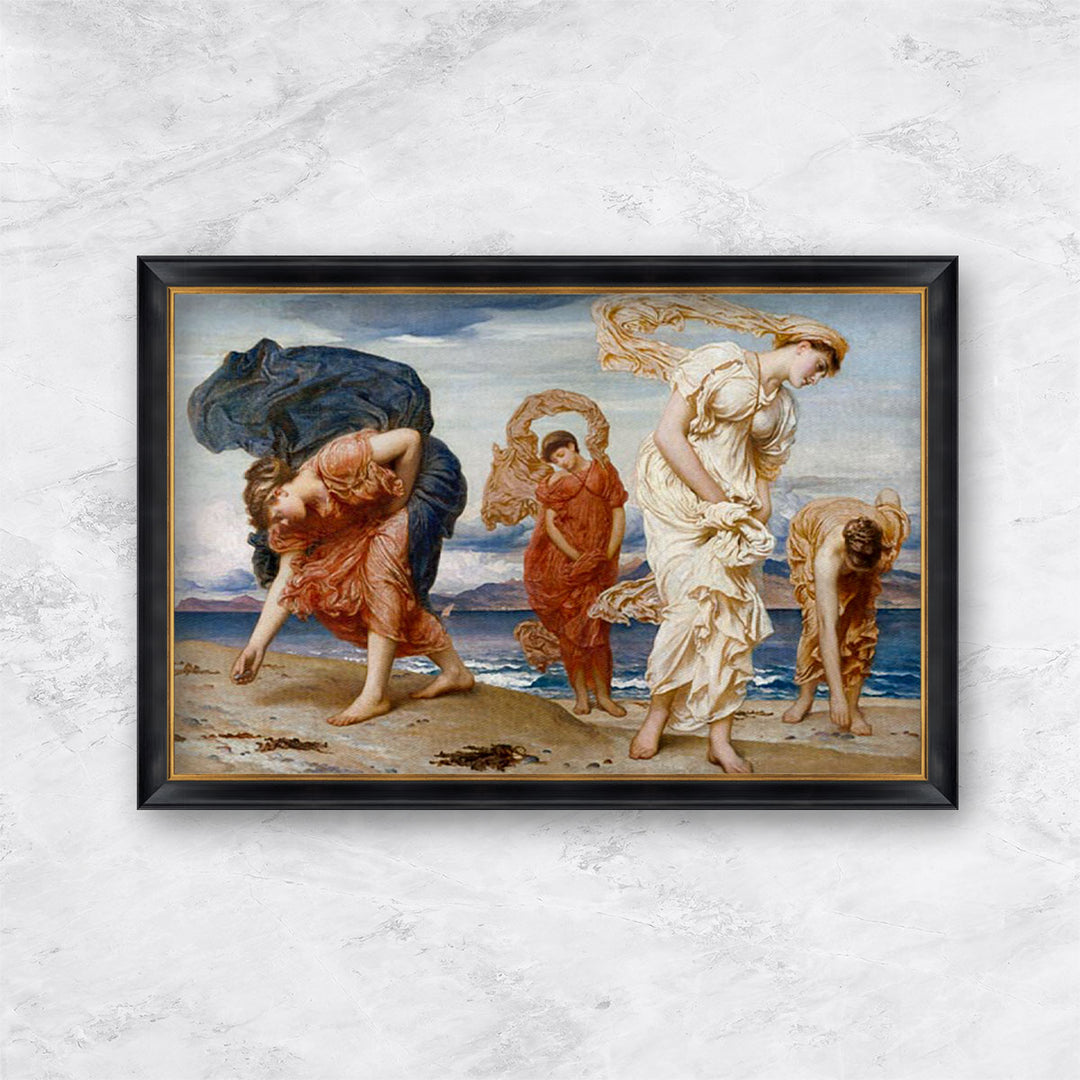 "Griechische Mädchen beim Aufnehmen von Kieselsteinen am Strand" |  Frederic Leighton