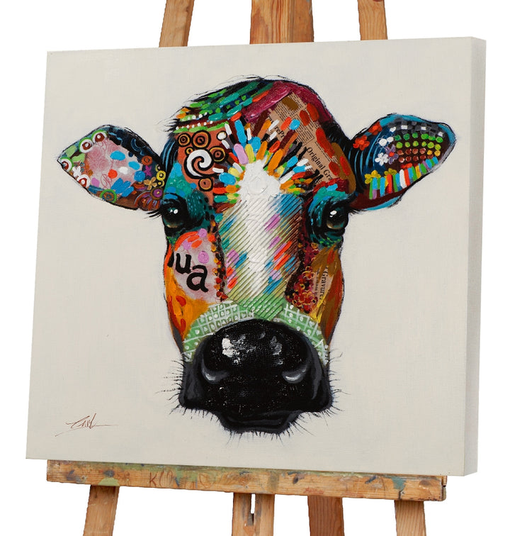 Bunte Kuh mit Graffiti