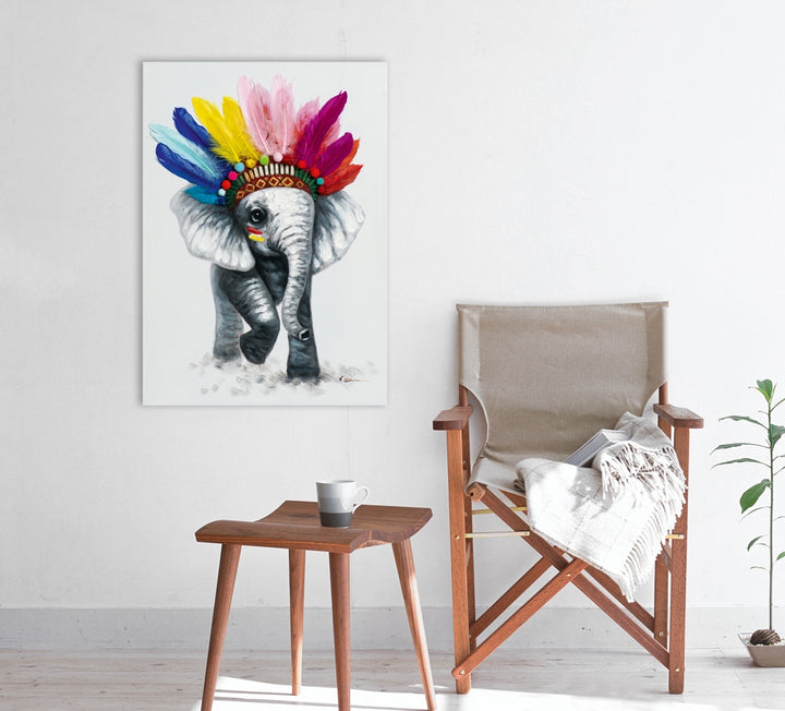 Kleiner Elefant mit Federn