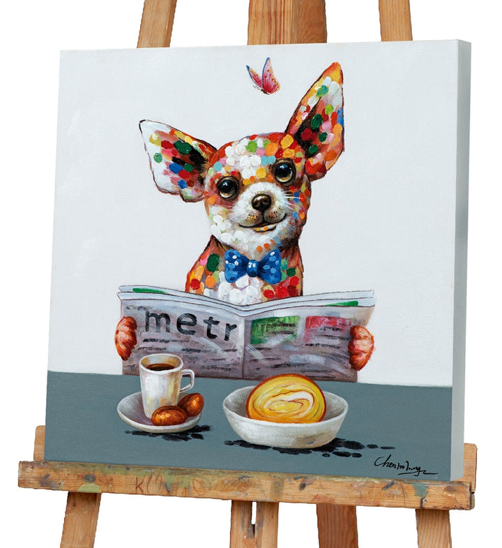 Chihuahua Hund frühstückt