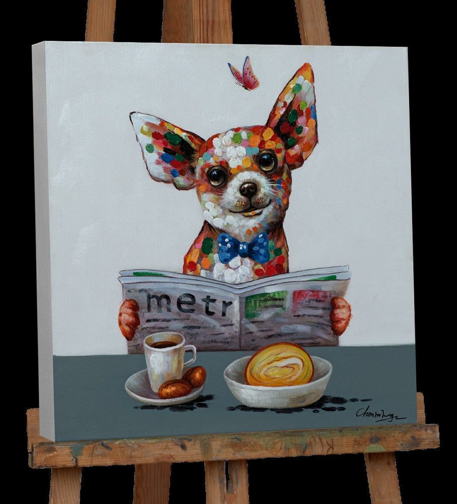 Chihuahua Hund frühstückt