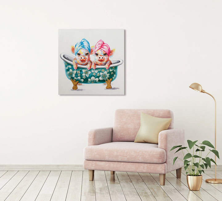 2 Schweinchen in der Wanne