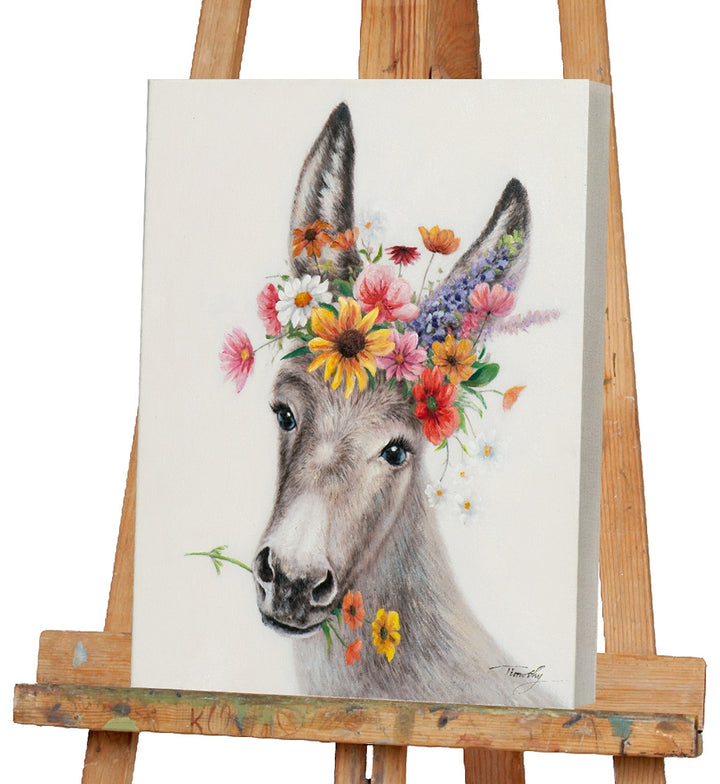 Esel mit Blumen