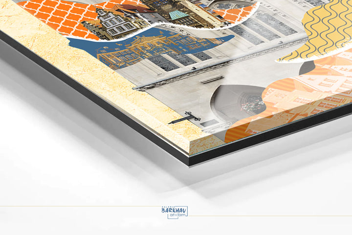 Münster Rathaus Collage | Giclee auf Holzkeilrahmen