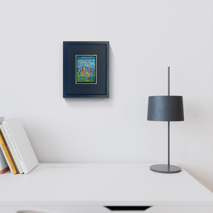 "Gelbe Schiffe - Das Meer von Tunis und Toarmina" | Friedensreich Hundertwasser Miniprint mit Rahmen