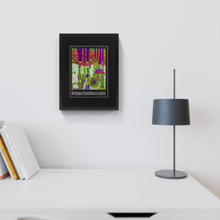"Imagine tomorow's world" | Friedensreich Hundertwasser mit Rahmen