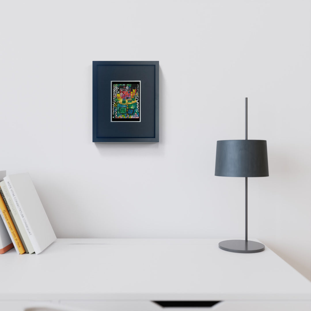 "König der Antipoden" | Friedensreich Hundertwasser Miniprint mit Rahmen