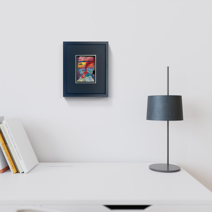 "Smoking seamans's sunset" | Friedensreich Hundertwasser Miniprint mit Rahmen