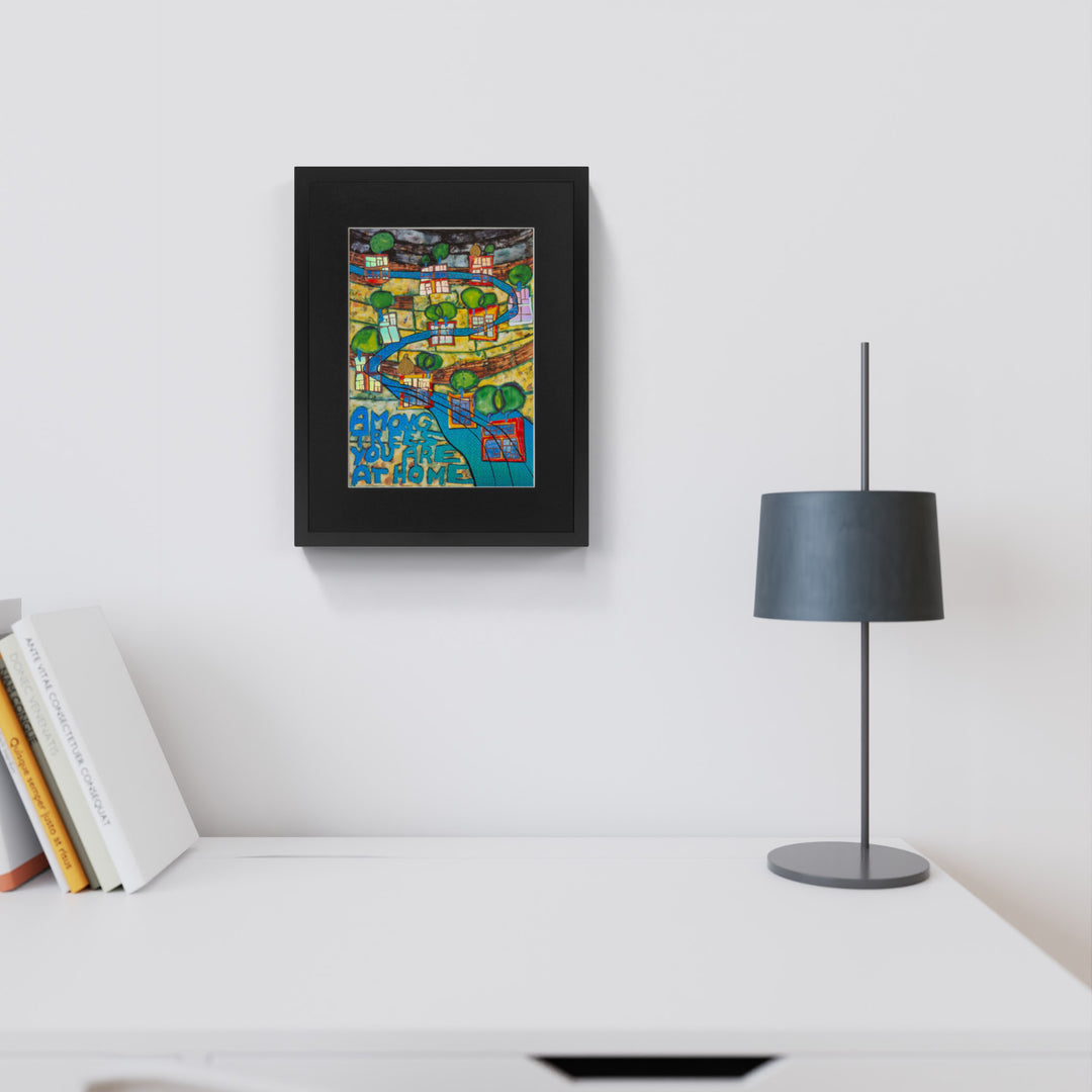"Unter den Bäumen bist du Zuhause" | Friedensreich Hundertwasser Miniprint mit Rahmen
