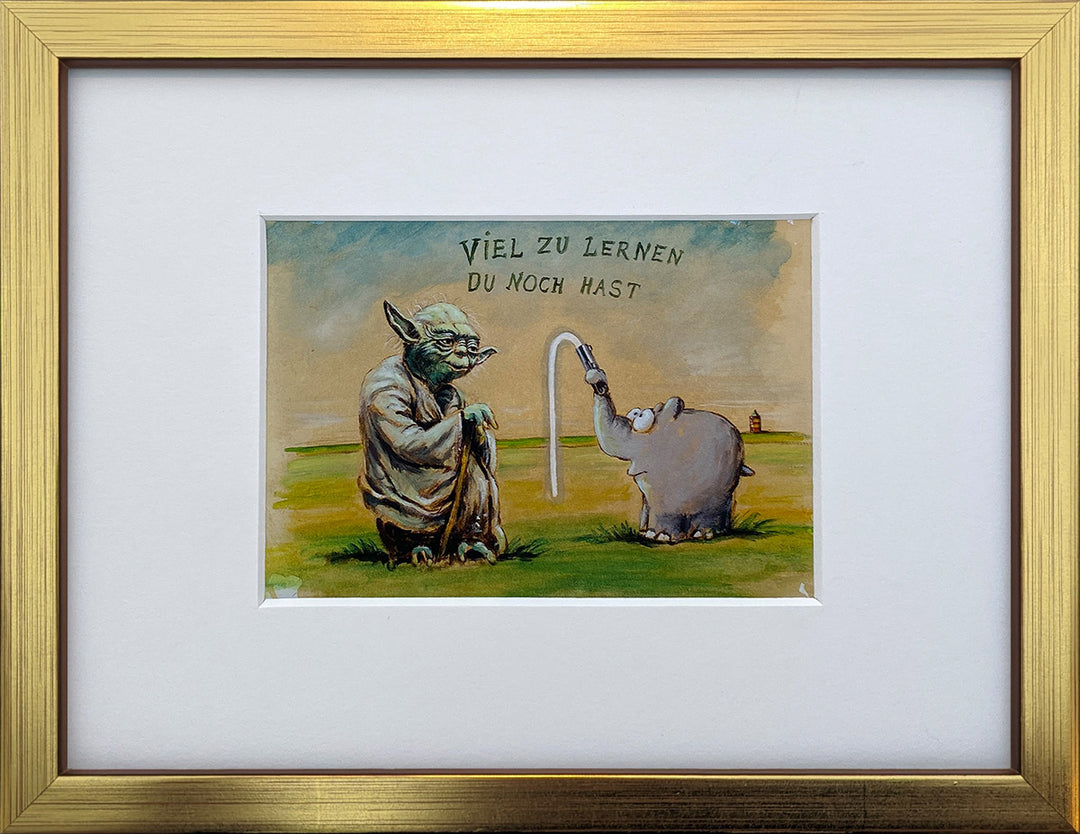"Viel zu lernen du noch hast" | Otto Waalkes Miniprint mit Rahmen + Passepartout