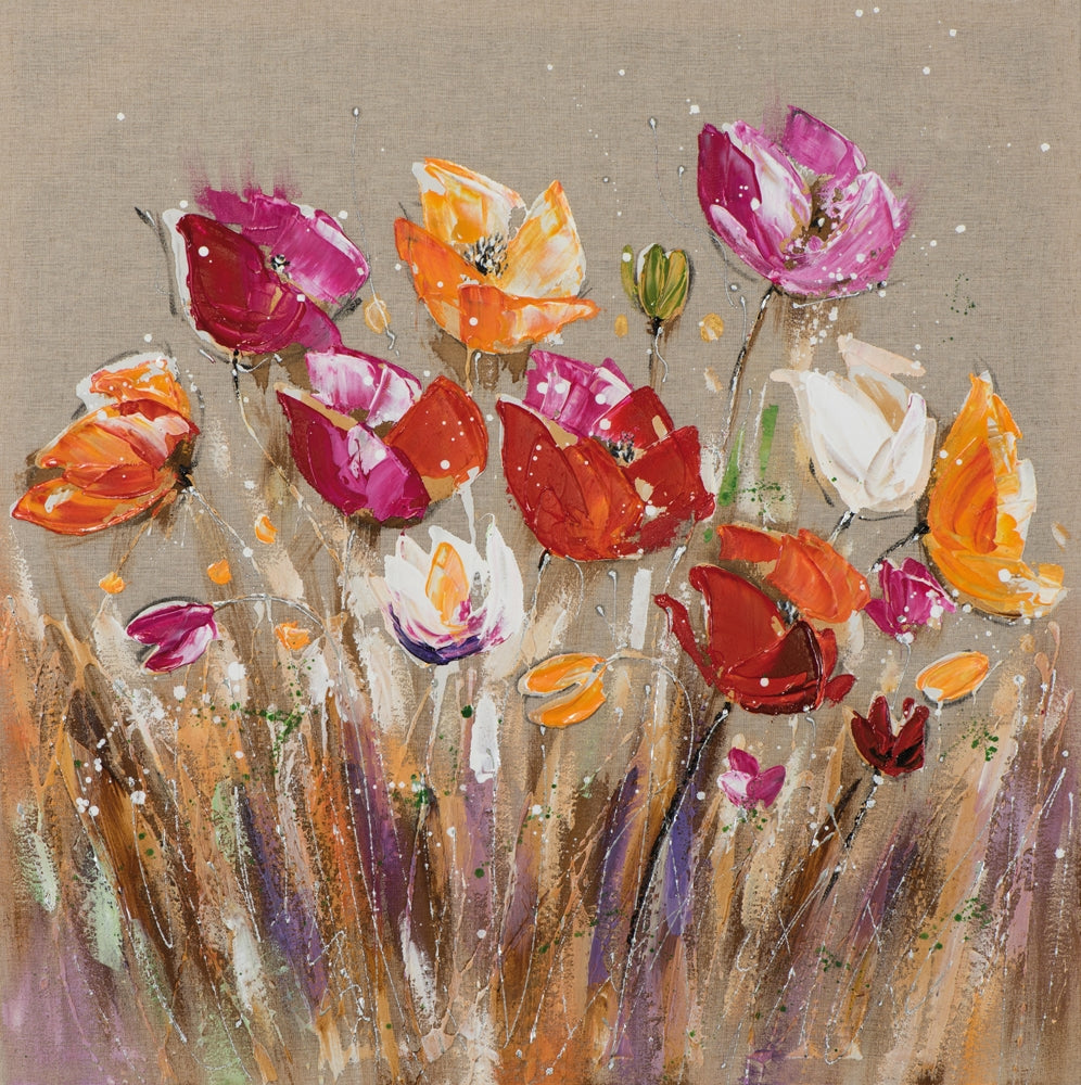Aufkleber Aquarell blaue Blumen Blätter & blauer Mohn