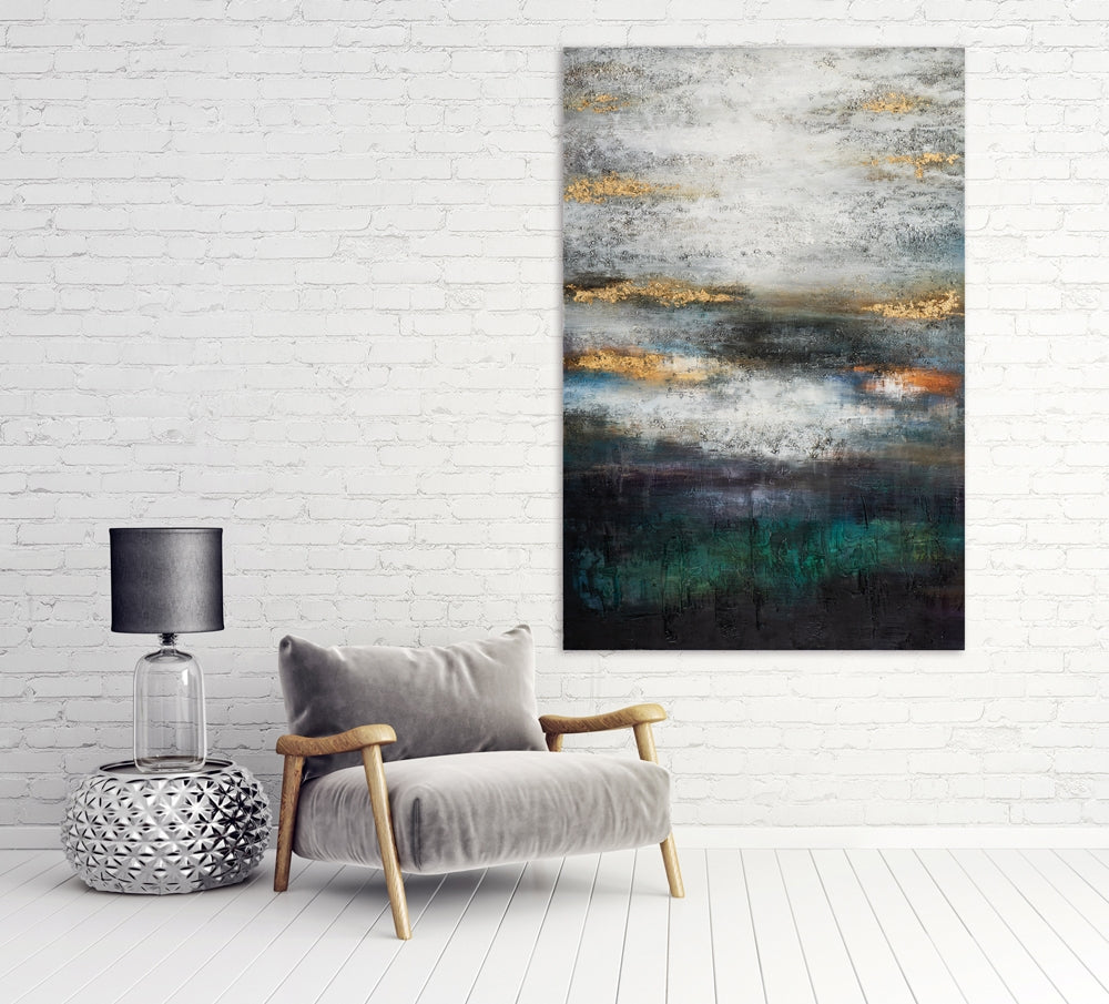 Grau-Grüne abstrakte Farbkomposition