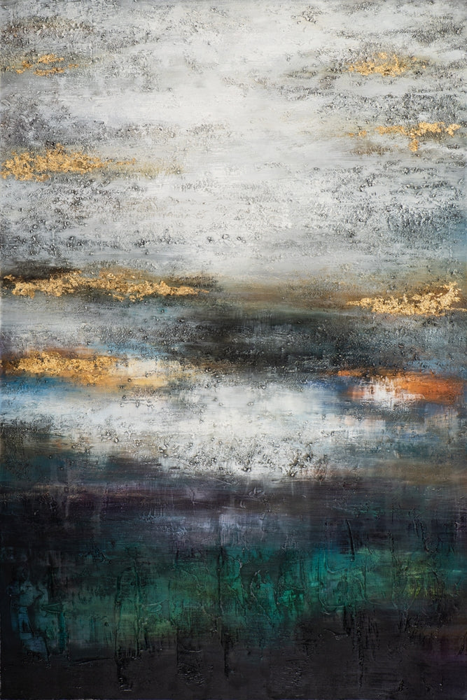 Grau-Grüne abstrakte Farbkomposition