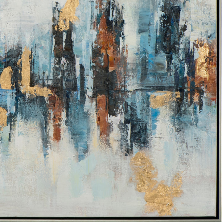 Komposition in Blau-Gold | Abstraktes Acrylgemälde Handgemalt