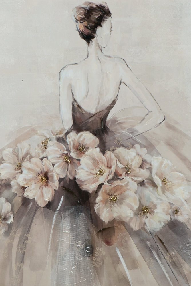 Dame im Ballkleid mit Blumen