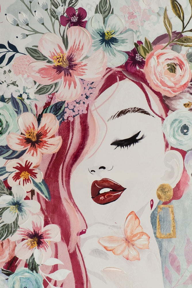 Modische Dame mit Blumen