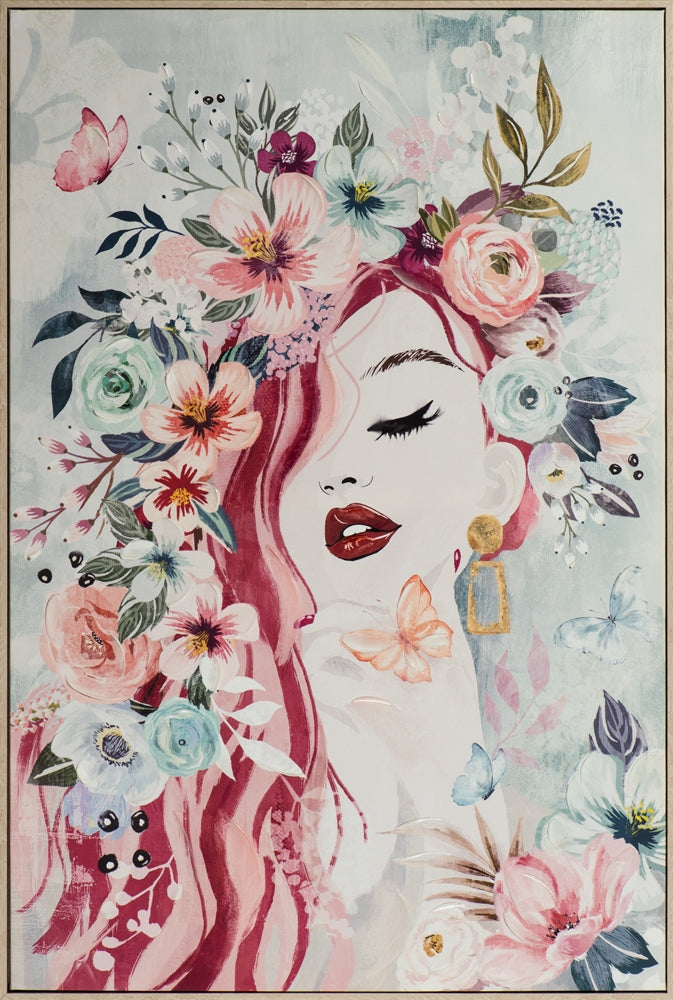 Modische Dame mit Blumen