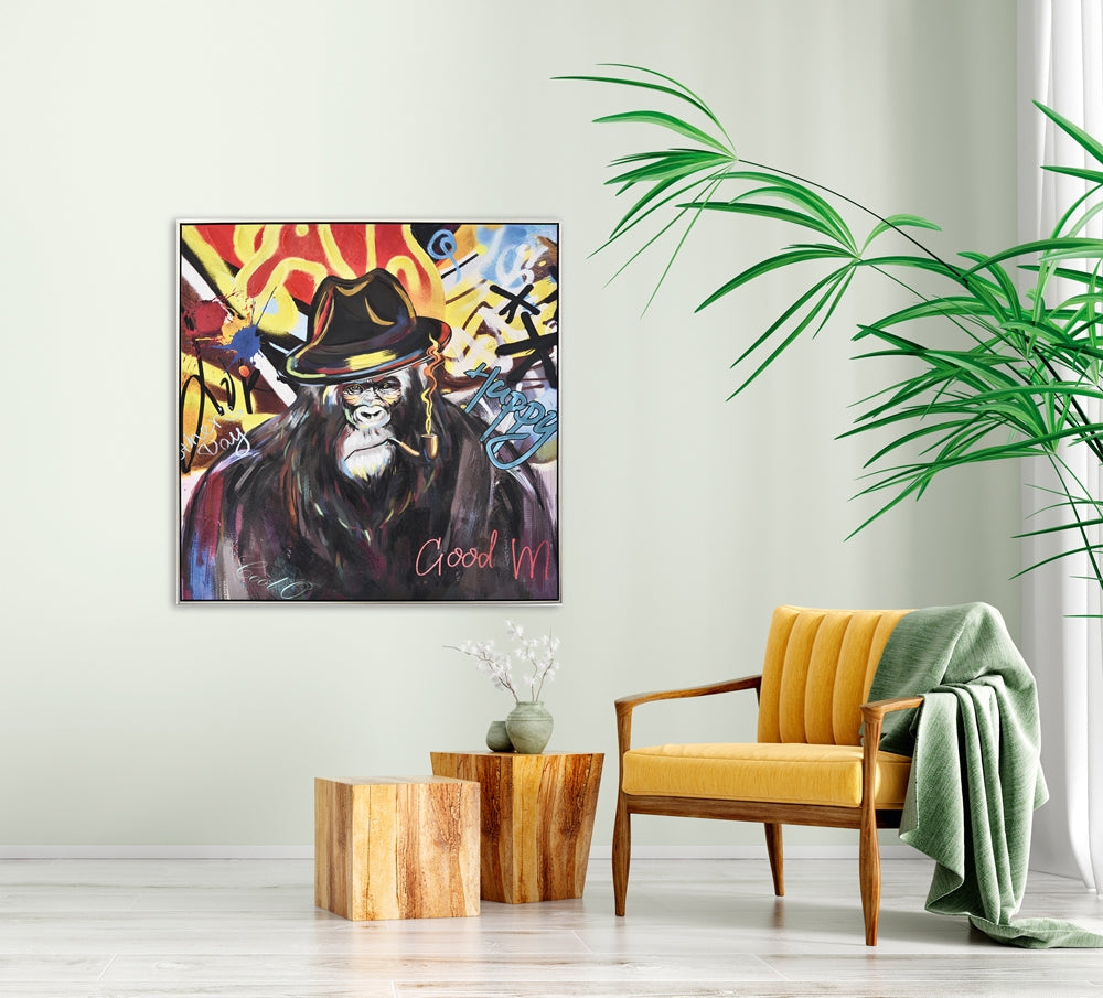 Street Art Schimpanse mit Hut