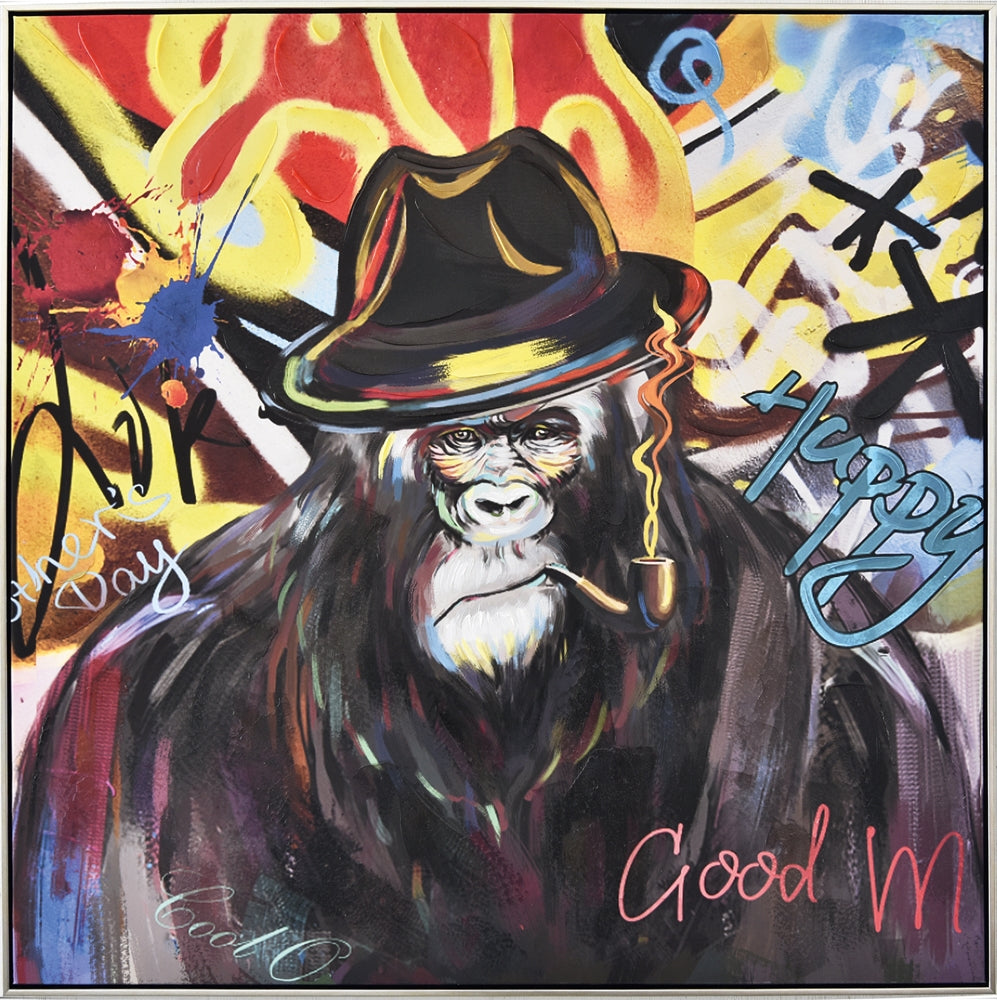 Street Art Schimpanse mit Hut