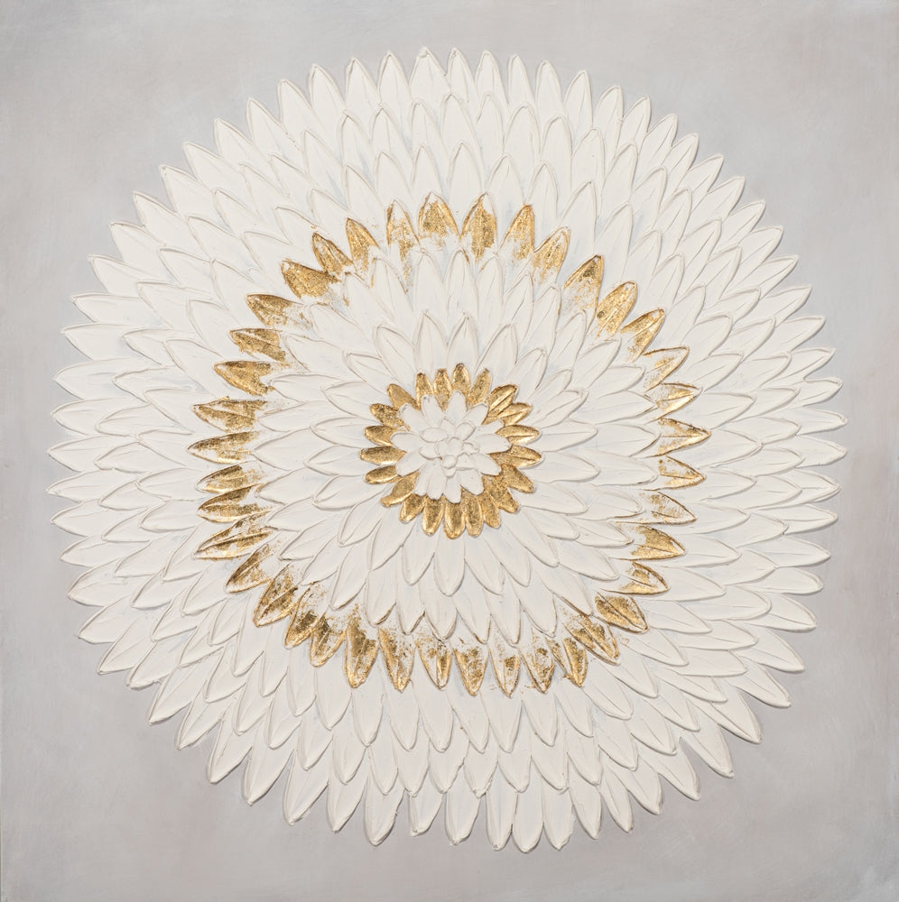 Mandala in Weiß-Gold