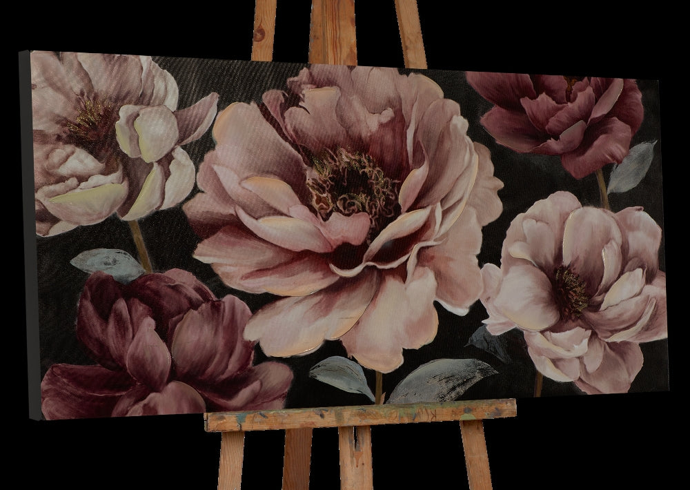 Rosa Blumen auf schwarz