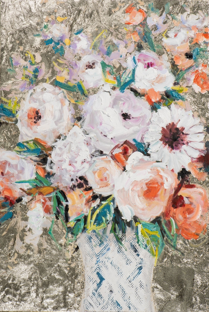 Blumenvase mit goldenem Hintergrund