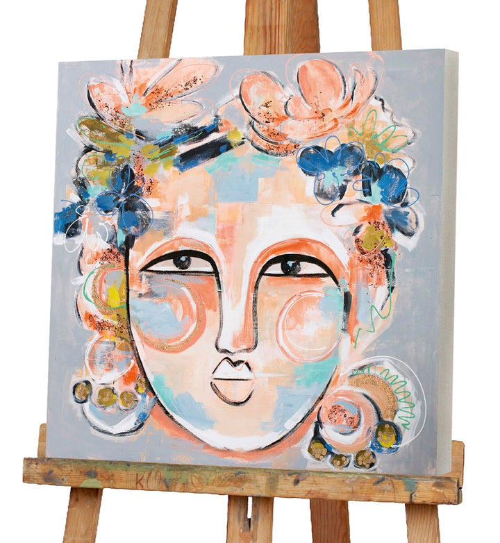 Blumenmädchen mit skeptischem Blick