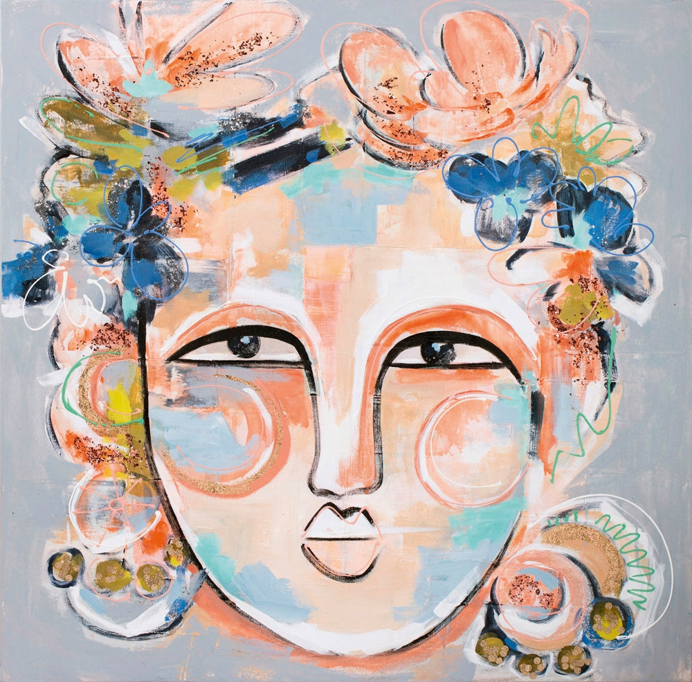 Blumenmädchen mit skeptischem Blick