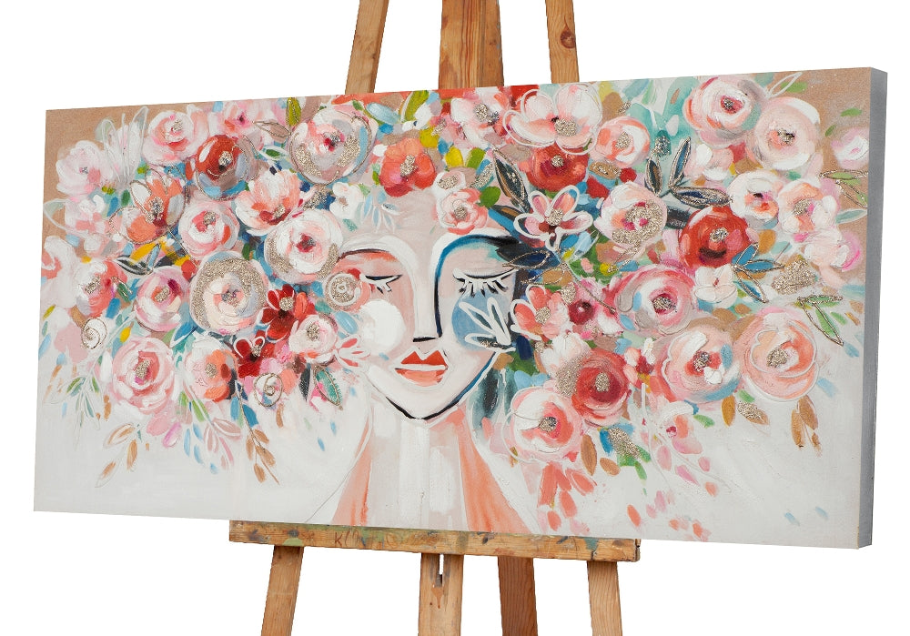 Frau mit bunten Blumen