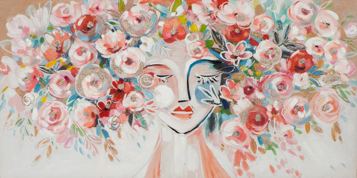 Frau mit bunten Blumen