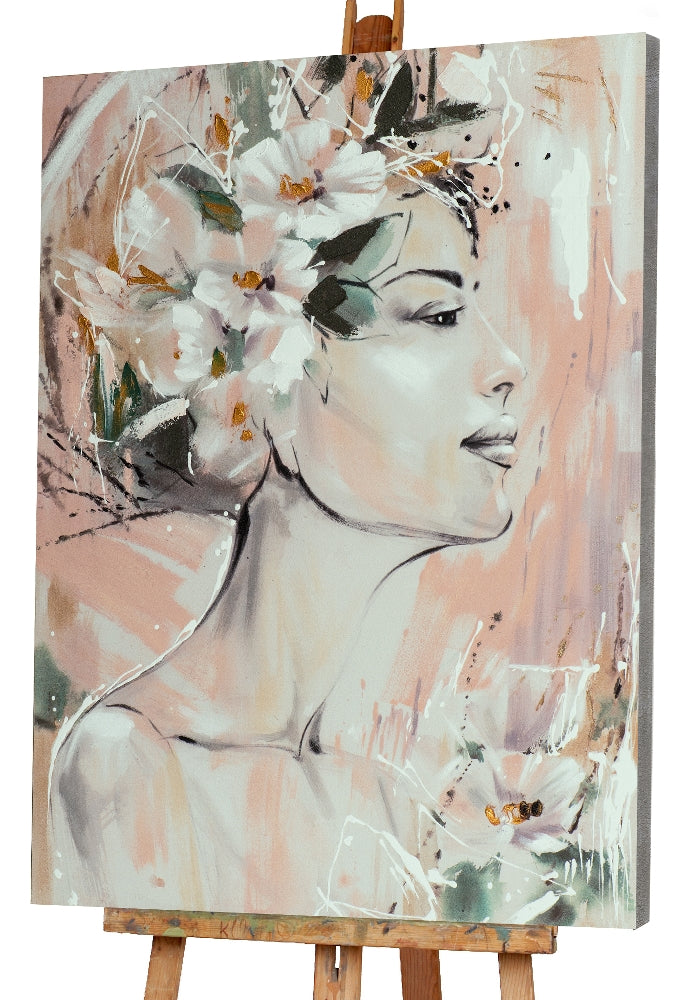 Dame mit Blumenschmuck