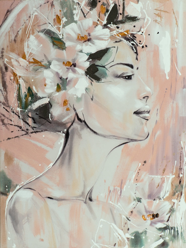 Dame mit Blumenschmuck