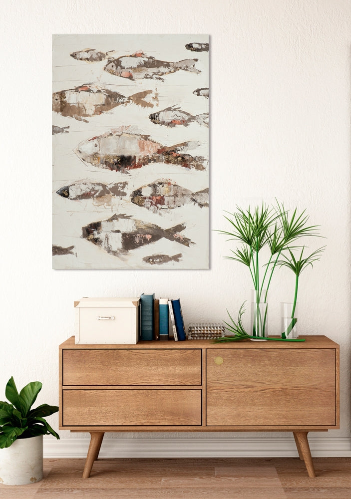 Fischschwarm in Rosa