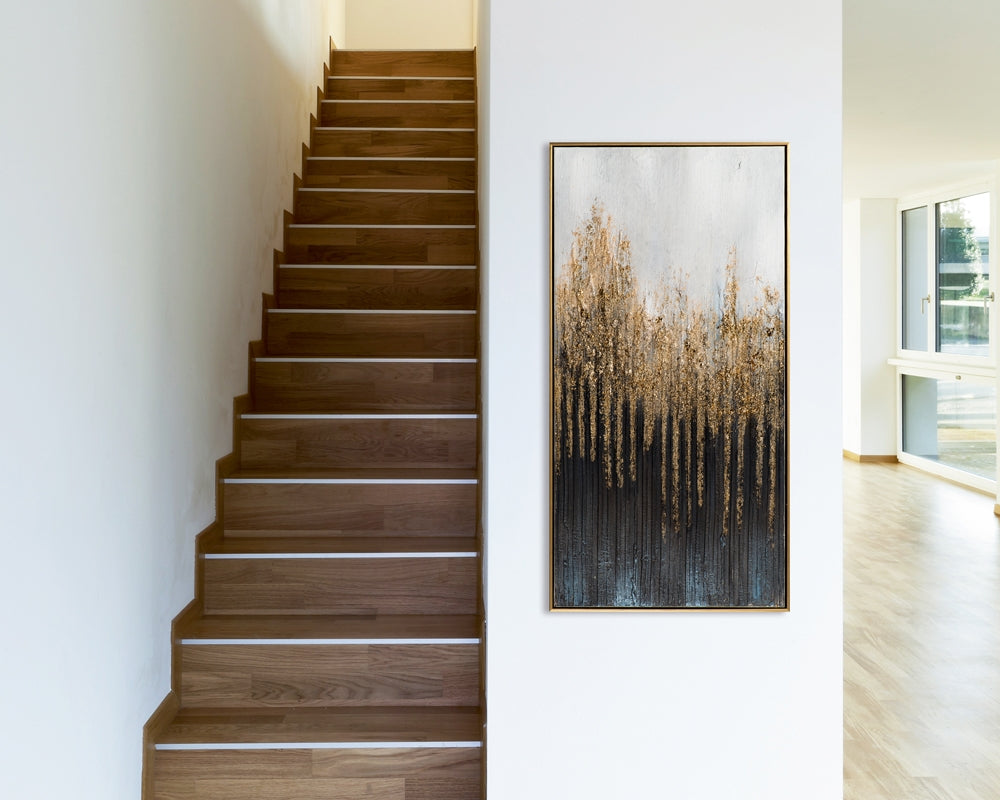 Abstrakt in Blau und Gold- Glitzer