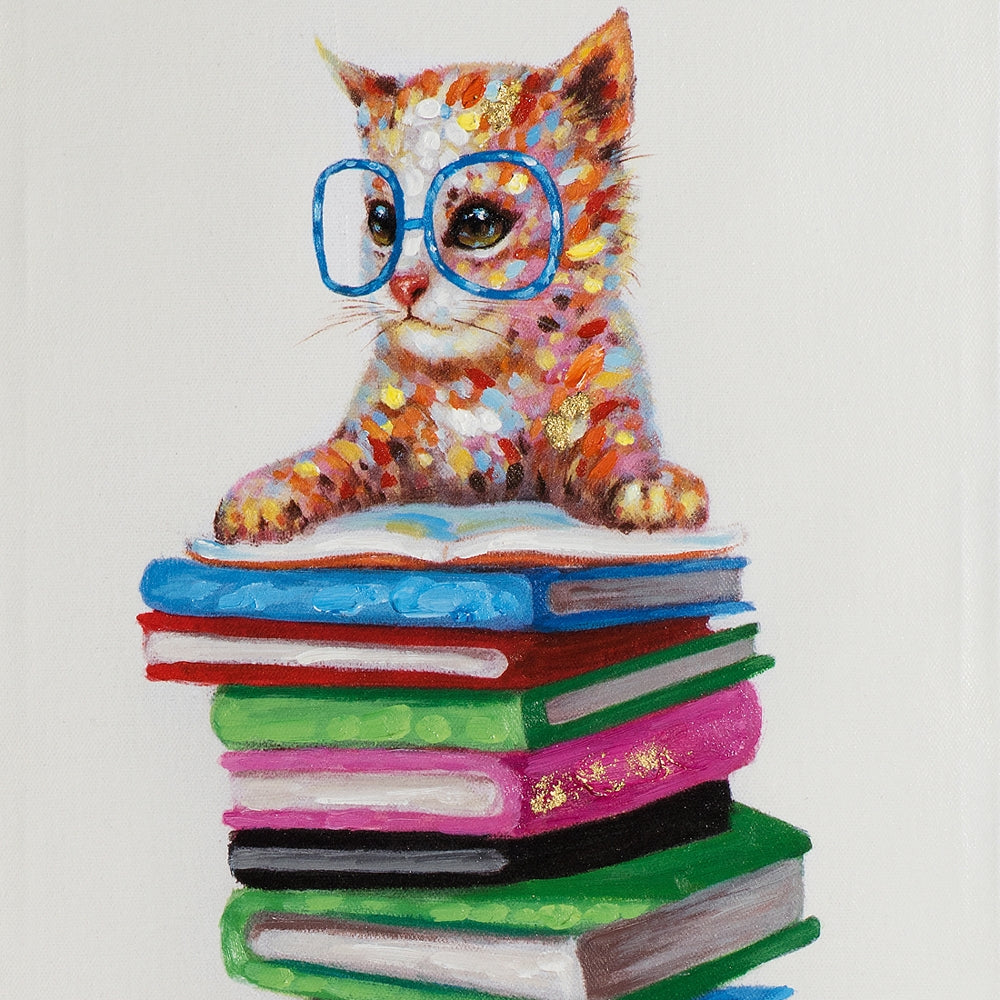 Katze auf einem Bücherstapel