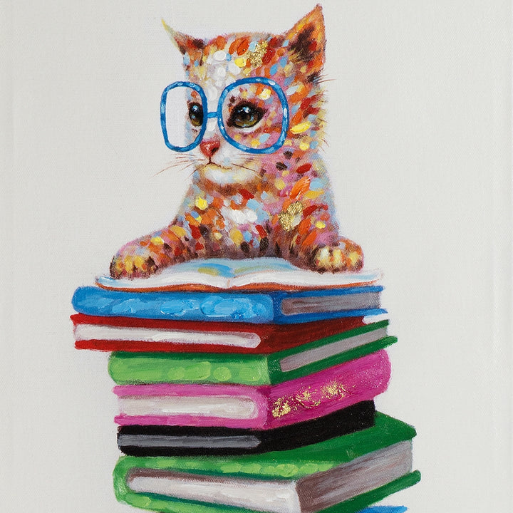 Katze auf einem Bücherstapel