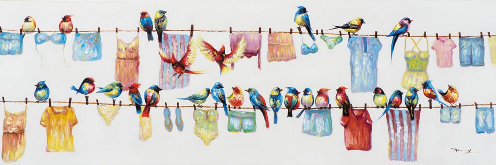 Vögel an der Wäscheleine